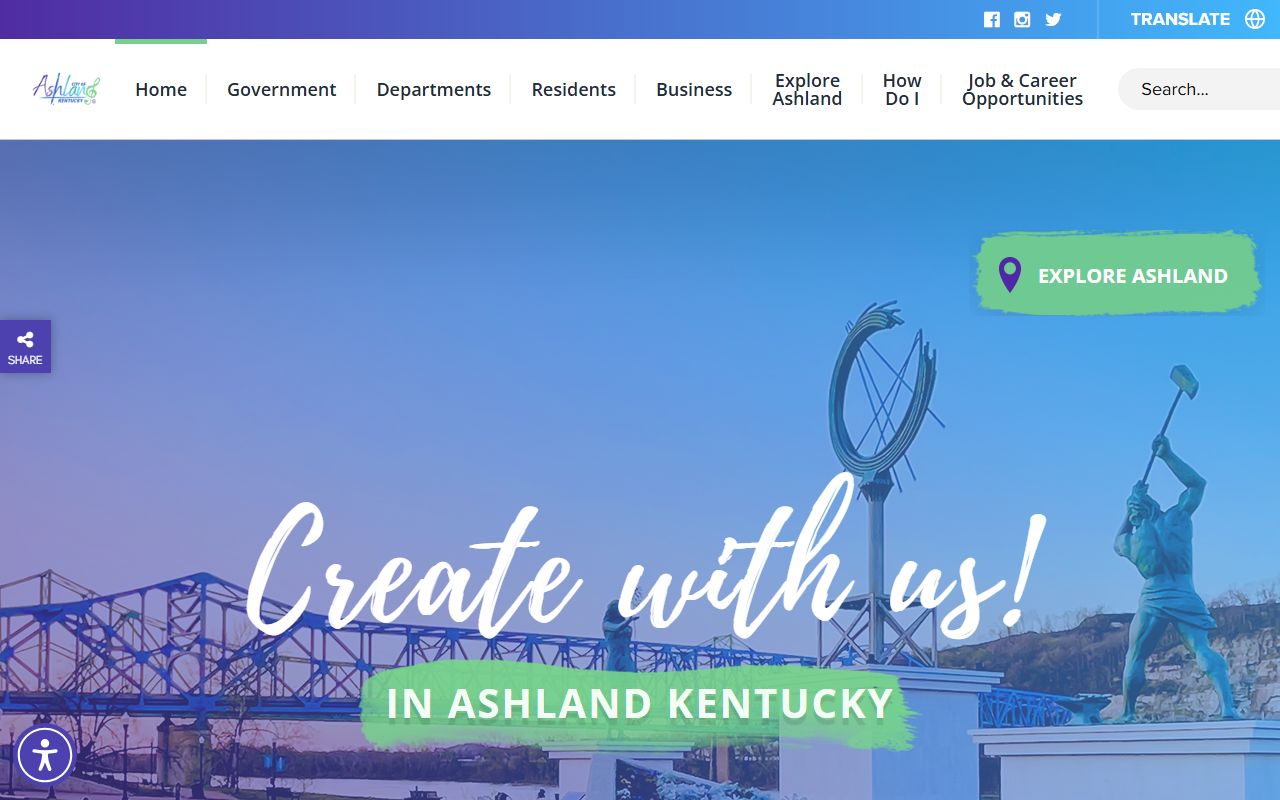 Ashland city website with civil court records information