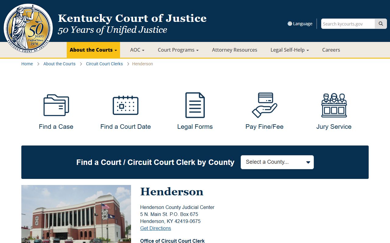 Henderson County court page for civil court records access