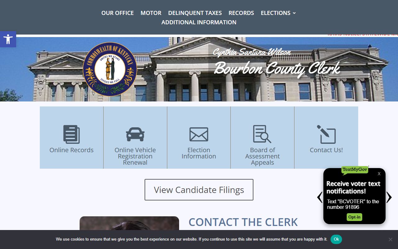 Bourbon County Kentucky Circuit Court Clerk office for civil court records