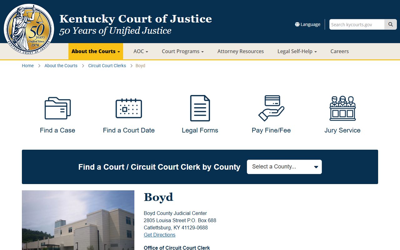 Boyd County Circuit Court Clerk office website for accessing civil court records