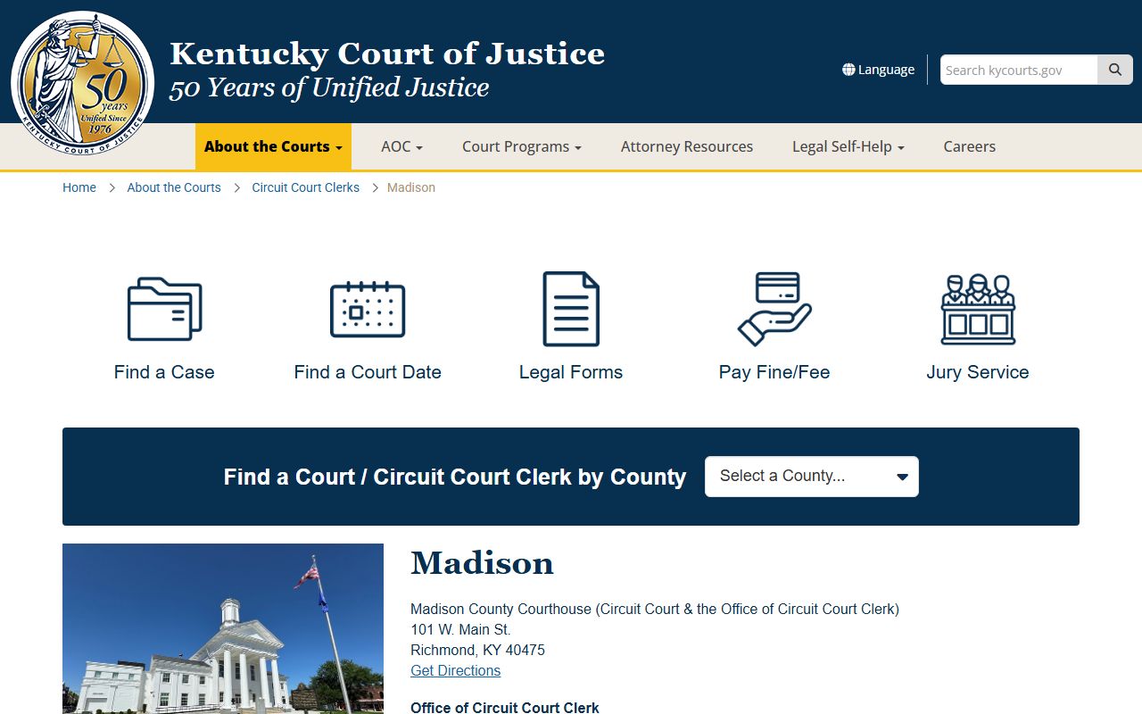 Madison County Circuit Court Clerk office website for accessing civil court records