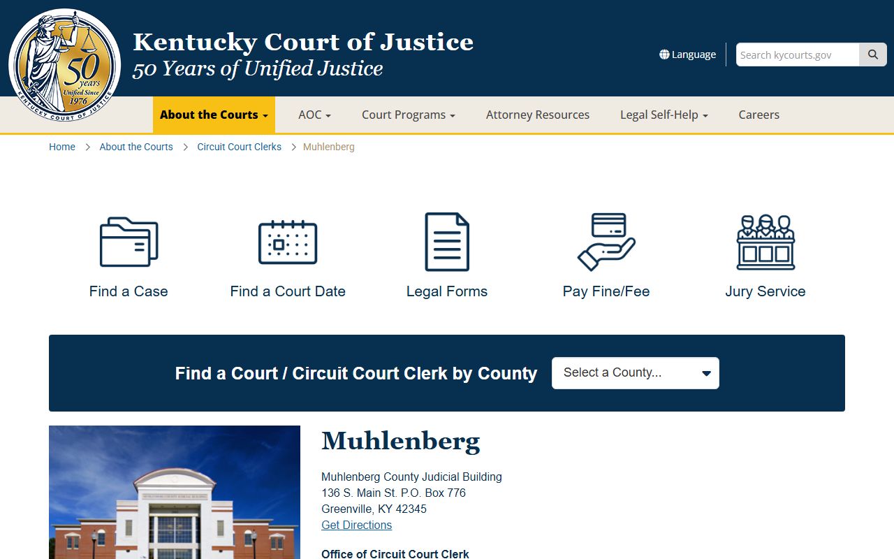 Muhlenberg County Circuit Court Clerk office in Greenville Kentucky Muhlenberg civil court records