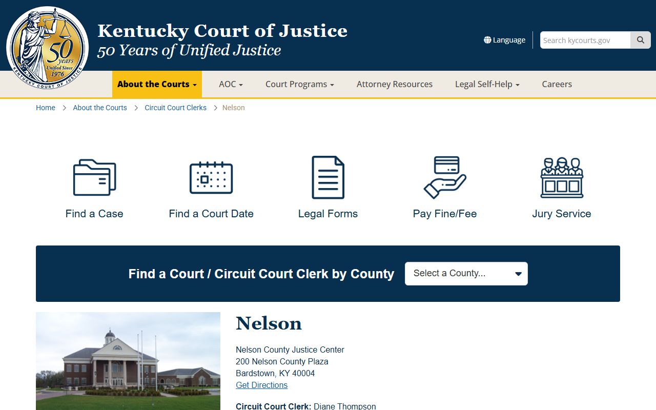 Nelson County Circuit Court Clerk office website for accessing civil court records