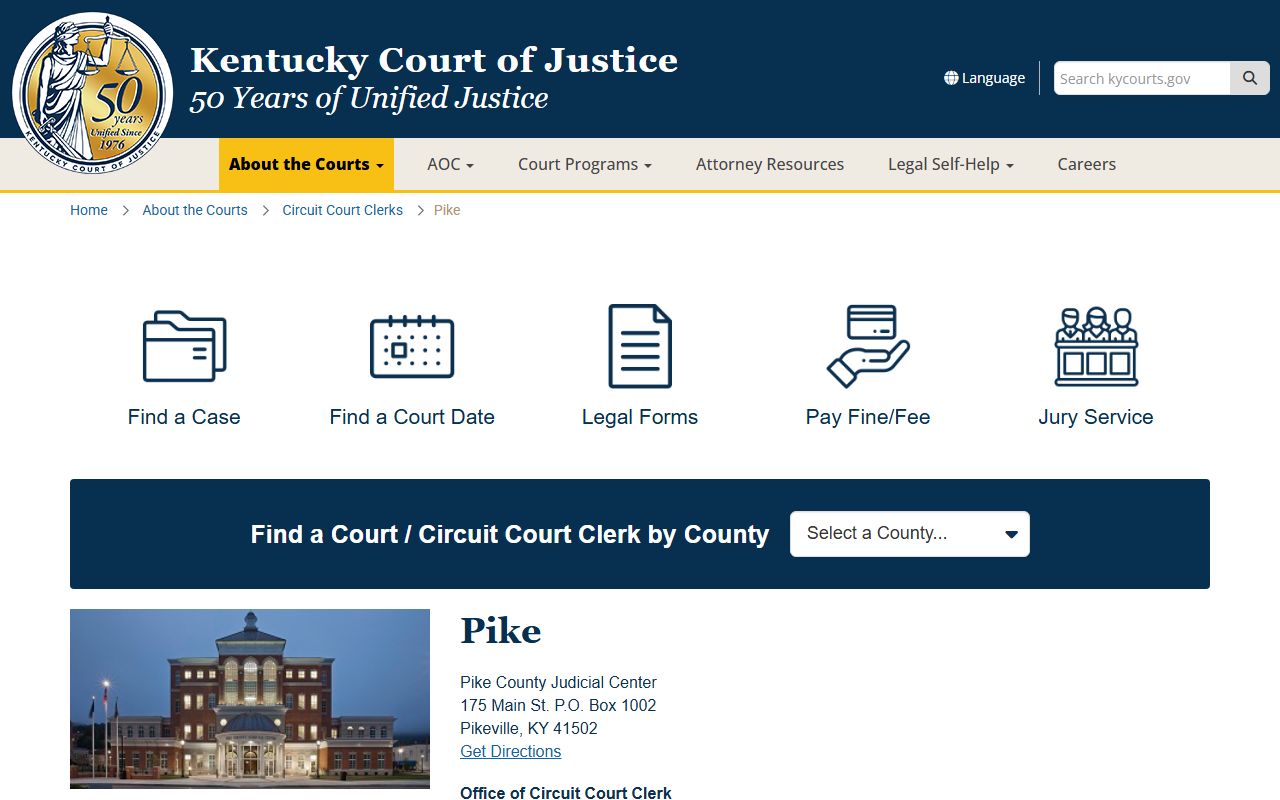 Pike County Circuit Court Clerk office website for accessing civil court records