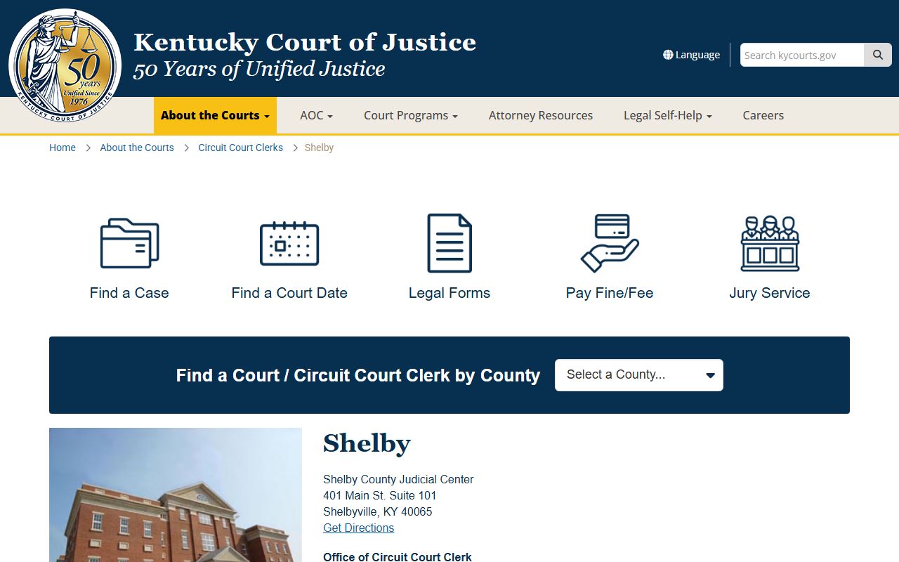 Shelby County Circuit Court Clerk office website for accessing civil court records
