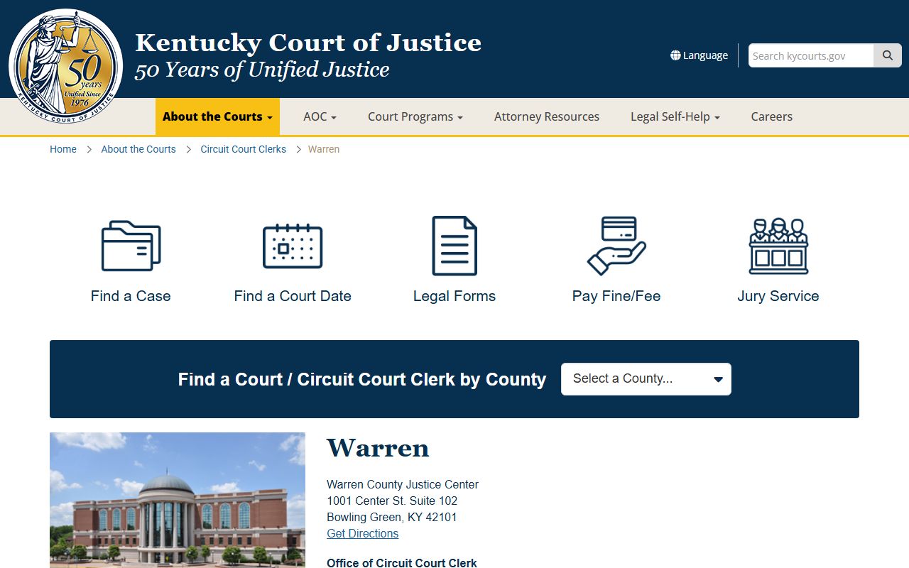 Warren County Circuit Court Clerk office website for accessing civil court records